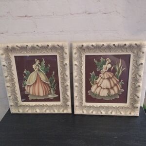 VTG Pair of 1950’s Ornate Framed Turner Prints Southern Belle Women 9 X 10"